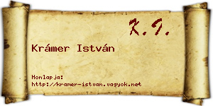 Krámer István névjegykártya